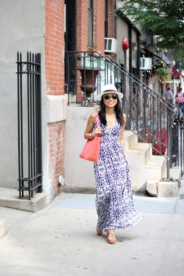 tart maxi dress, gigi new york, mini taylor tote, salmon taylor tote, summer style, christine petric, the view from 5 ft. 2