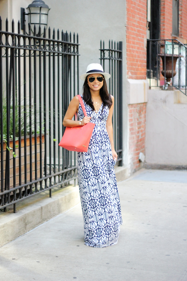 tart maxi dress, gigi new york, mini taylor tote, salmon taylor tote, summer style, christine petric, the view from 5 ft. 2