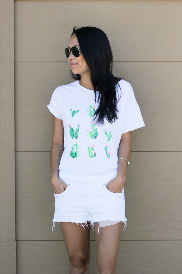 curated cotton, cactus tshirt, michael kors espadrille wedge, rag and bone shorts, christine petric, the view from 5 ft. 2