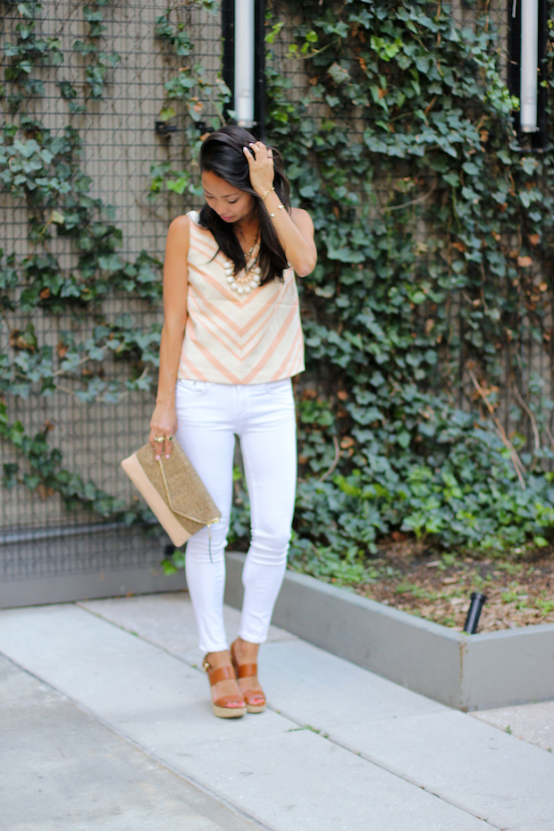 anthropologie, chevron midi top, white jeans, rag and bone, christine petric, the view from 5 ft. 2