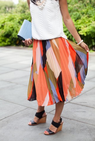 anthropologie, pleated colorblock skirt, cableknit top, anthropologie petites, christine petric, the view from 5 ft. 2