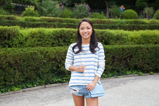 anthropologie, ingleside striped top, somedays lovin, cutoff shorts, henri bendel, yosi samra cambelle, christine petric, the view from 5 ft. 2