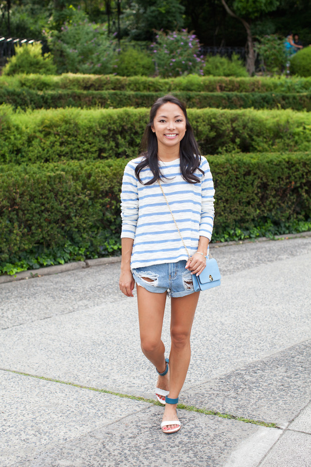 anthropologie, ingleside striped top, somedays lovin, cutoff shorts, henri bendel, yosi samra cambelle, christine petric, the view from 5 ft. 2