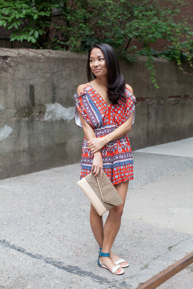 sheinside romper, red white and blue, patriotic style, christine petric, the view from 5 ft. 2