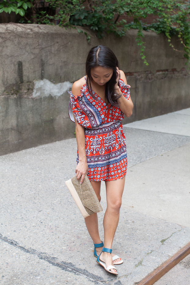 sheinside romper, red white and blue, patriotic style, christine petric, the view from 5 ft. 2