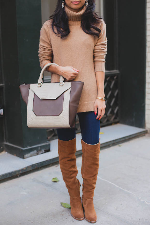 camel sweater, cashmere, cashmere turtleneck, christine petric, the view from 5 ft. 2