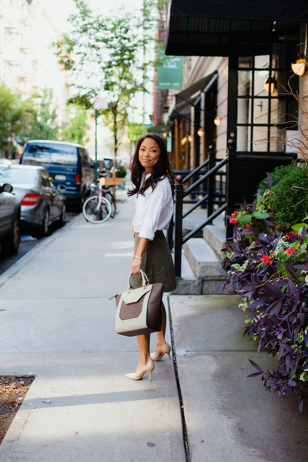 suede a-line skirt, suede skirt, christine petric, the view from 5 ft. 2, akira, kendra scott