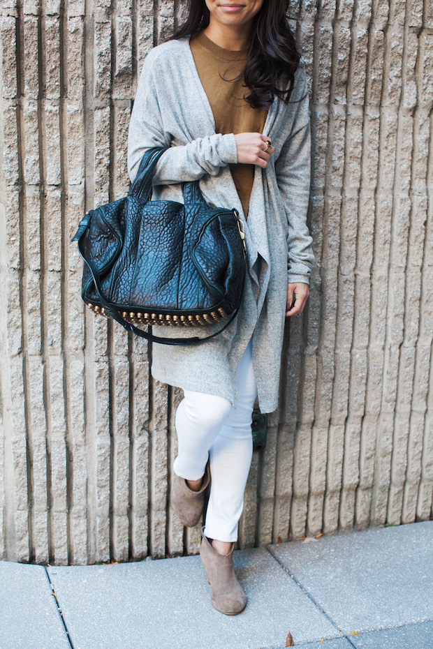 everlane sleeveless sweater, hye park and lune cardigan, christine petric, the view from 5 ft. 2, white jeans, fall style