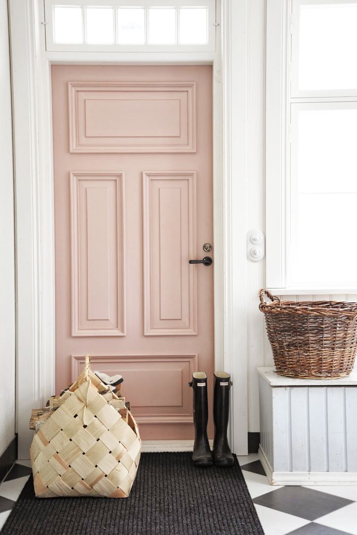 pink door, inspo, rainboots, colored doors