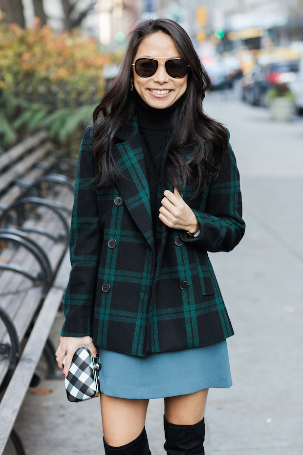 aritzia skirt, wilfred essonne skirt, old navy plaid coat, over the knee boots, christine petric, the view from 5 ft. 2, winter style