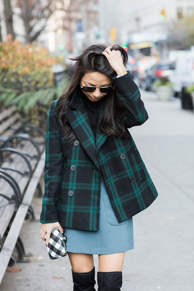 aritzia skirt, wilfred essonne skirt, old navy plaid coat, over the knee boots, christine petric, the view from 5 ft. 2, winter style