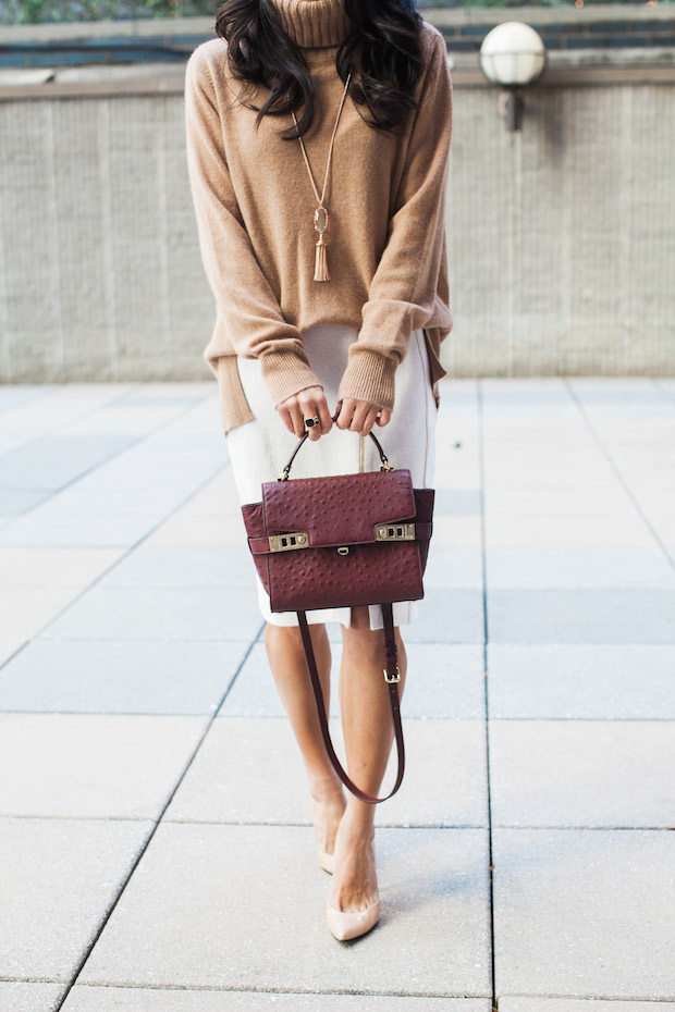 stuart weitzman pumps, cream skirt, cashmere turtleneck, christine petric, the view from 5 ft. 2