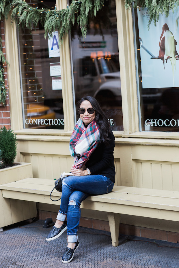 plaid blanket scarf, ann taylor, tartan, christine petric, the view from 5 ft. 2, winter style