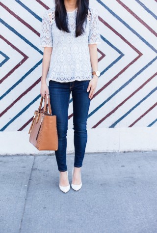 anthropologie, lace top, hd in paris, white pumps, henri bendel, christine petric, the view from 5 ft. 2