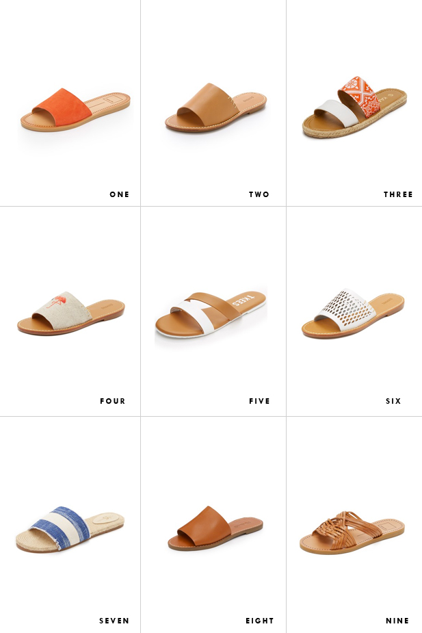 slide sandals under 100, soludos, madewell slides, tkees sandals