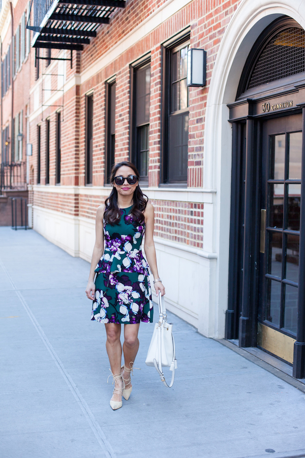 banana republic, floral peplum dress, br classics, christine petric, the view from 5 ft. 2