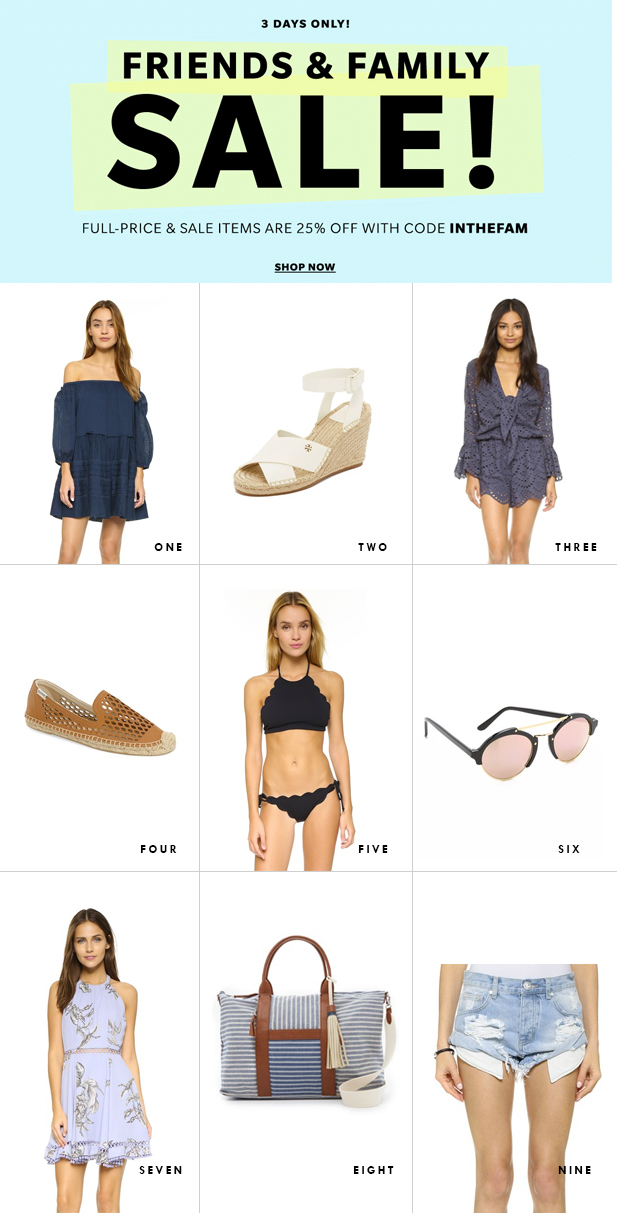 shopbop friends and family sale