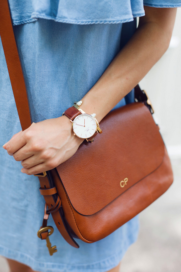 chambray off the shoulder dress, crossbody bag, summer dresses, nyc bloggers, christine petric, the view from 5 ft. 2