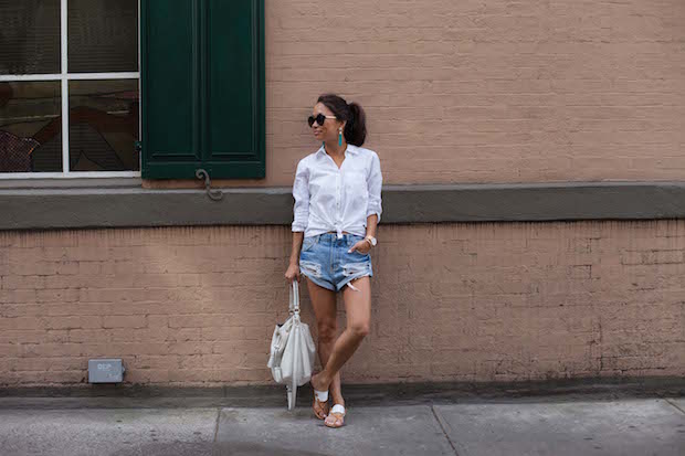 cutoff shorts, high ponytail, christine petric, the view from 5 ft. 2, sassoon salon