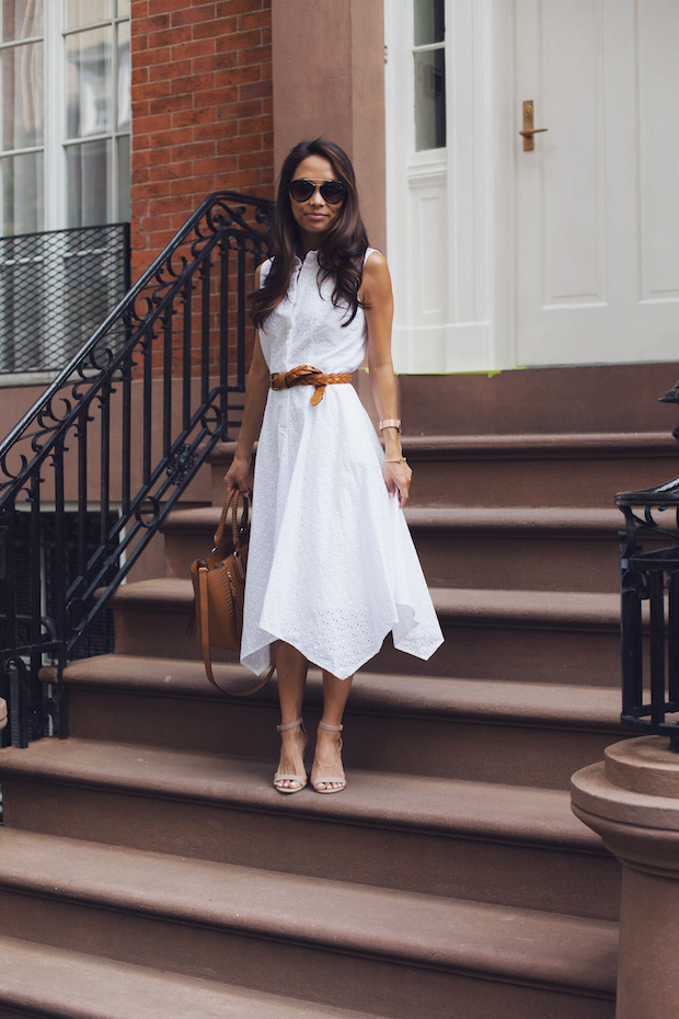 white eyelet dress, modcloth, summer workwear