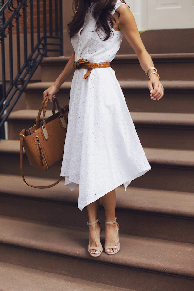 white eyelet dress, modcloth, summer workwear