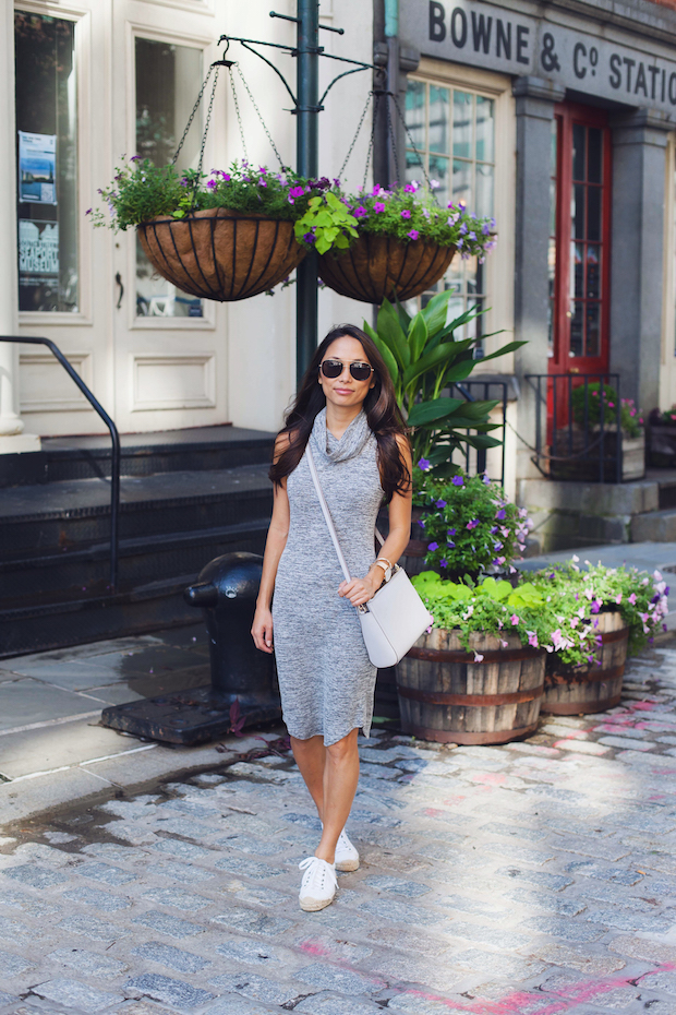 sleeveless sweater dress, nordstrom, lo and sons, pearl crossbody, christine petric, the view from 5 ft. 2