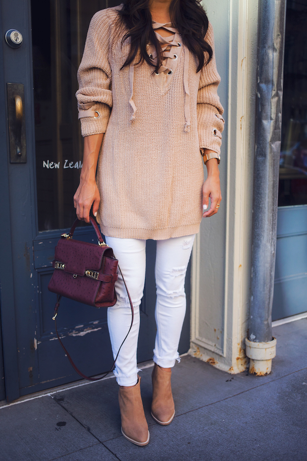 lace up sweater, henri bendel, the view from 5 ft. 2, new york fashion bloggers