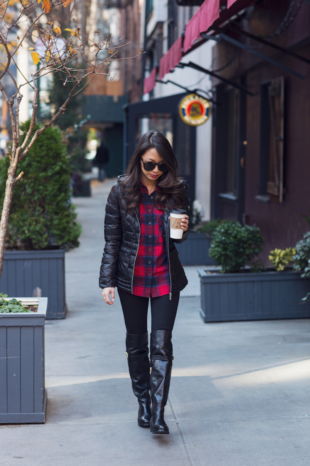 bernardo down jacket, winter style, plaid, puffer jacket