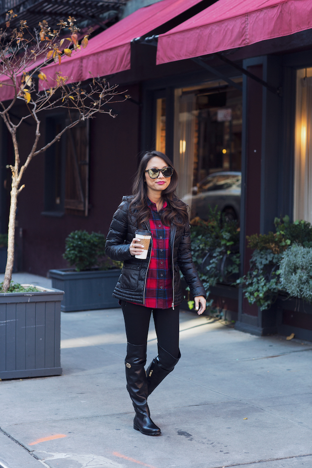 bernardo down jacket, winter style, plaid, puffer jacket