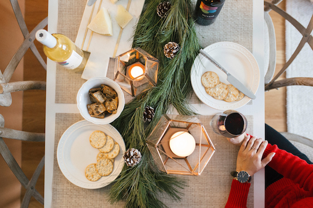 seven daughters wine, holiday entertaining, cheese plate, anthropologie at home