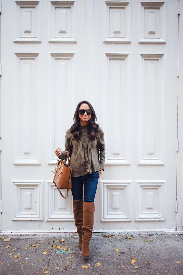 free people top, high neck top, over the knee boots, christine petric, the view from 5 ft. 2, nyc bloggers