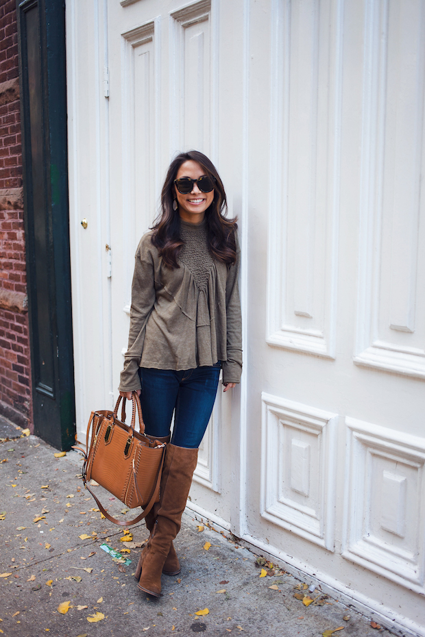 free people top, high neck top, over the knee boots, christine petric, the view from 5 ft. 2, nyc bloggers