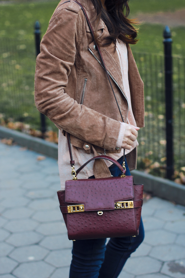 suede moto jacket, shop ditto, rag and bone jeans, petite style, nyc bloggers