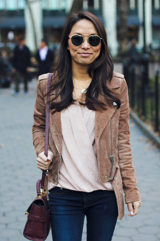 suede moto jacket, shop ditto, rag and bone jeans, petite style, nyc bloggers