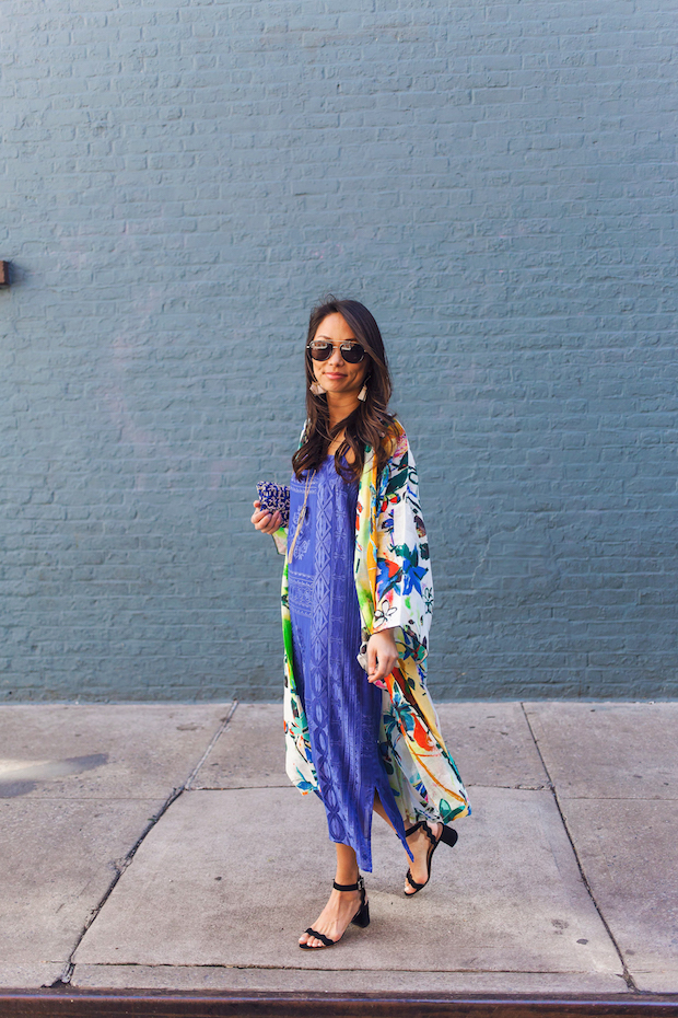 anthropologie, anthro petites, midi dress, kimono, tassel earrings, the view from 5 ft. 2, petite bloggers, nyc bloggers