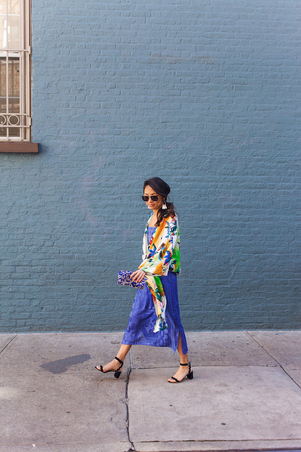 anthropologie, anthro petites, midi dress, kimono, tassel earrings, the view from 5 ft. 2, petite bloggers, nyc bloggers