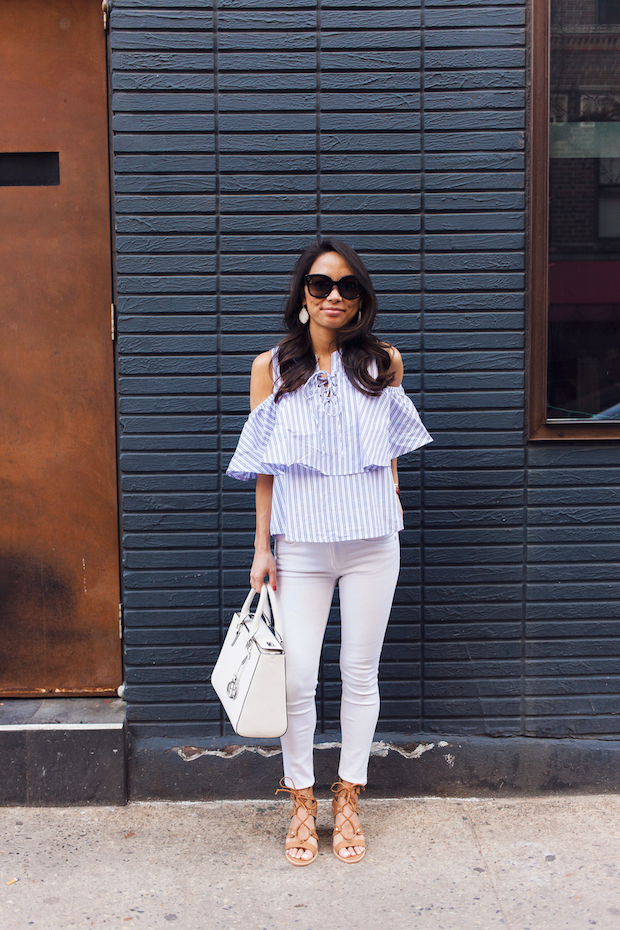 striped blouse, rag and bone jeans