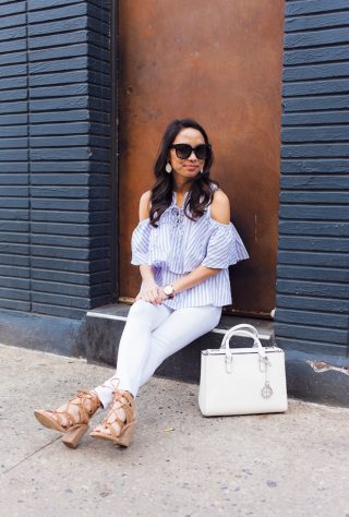 striped blouse, rag and bone jeans
