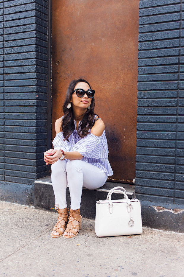 striped blouse, rag and bone jeans