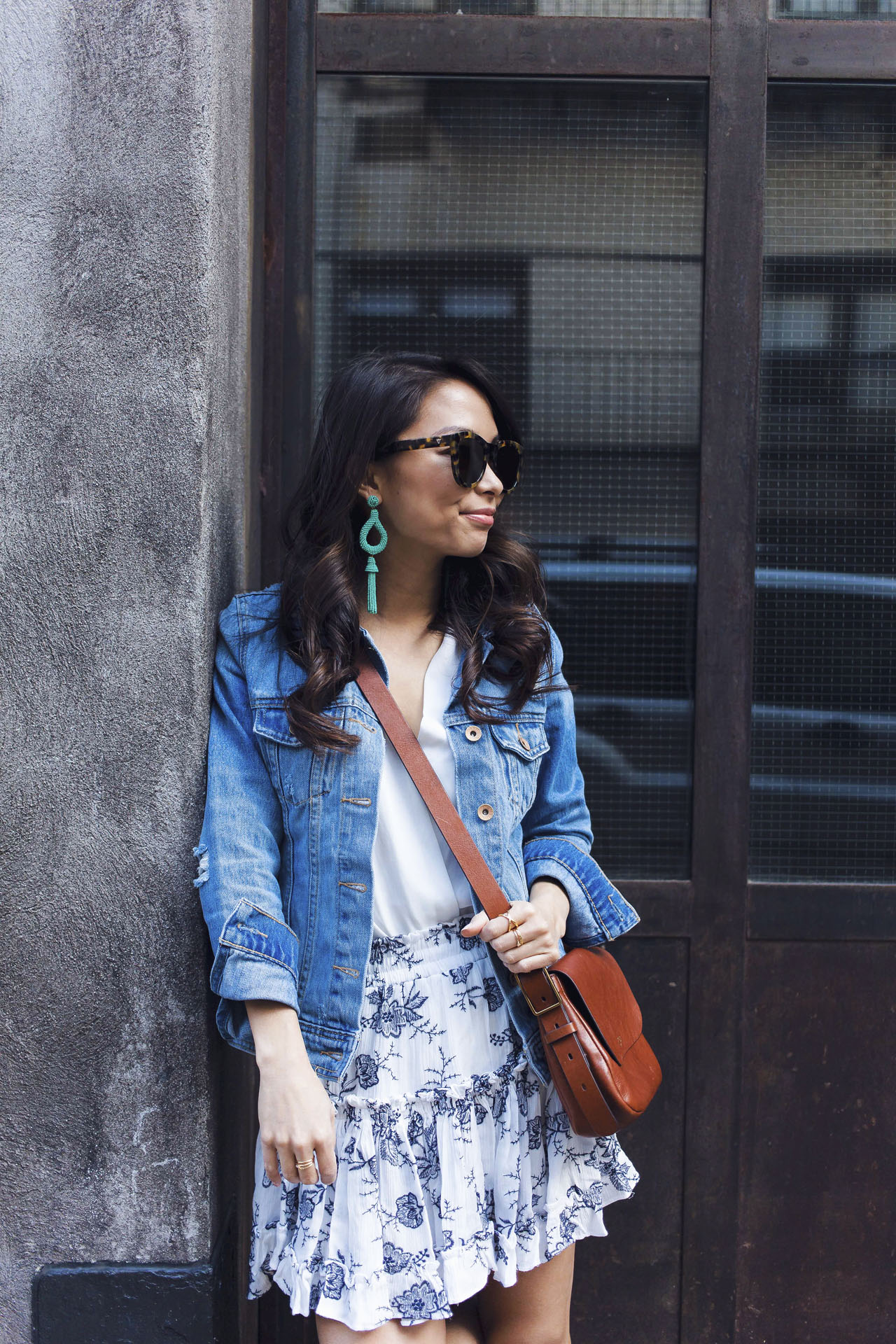 misa los angeles, misa marion skirt, spring style, how to style a denim jacket, petite bloggers