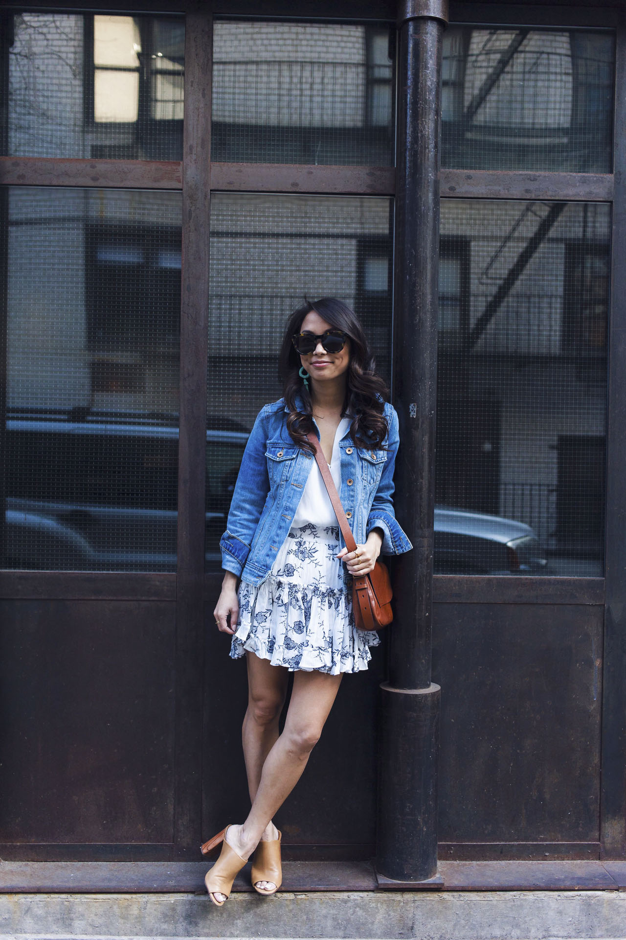 misa los angeles, misa marion skirt, spring style, how to style a denim jacket, petite bloggers