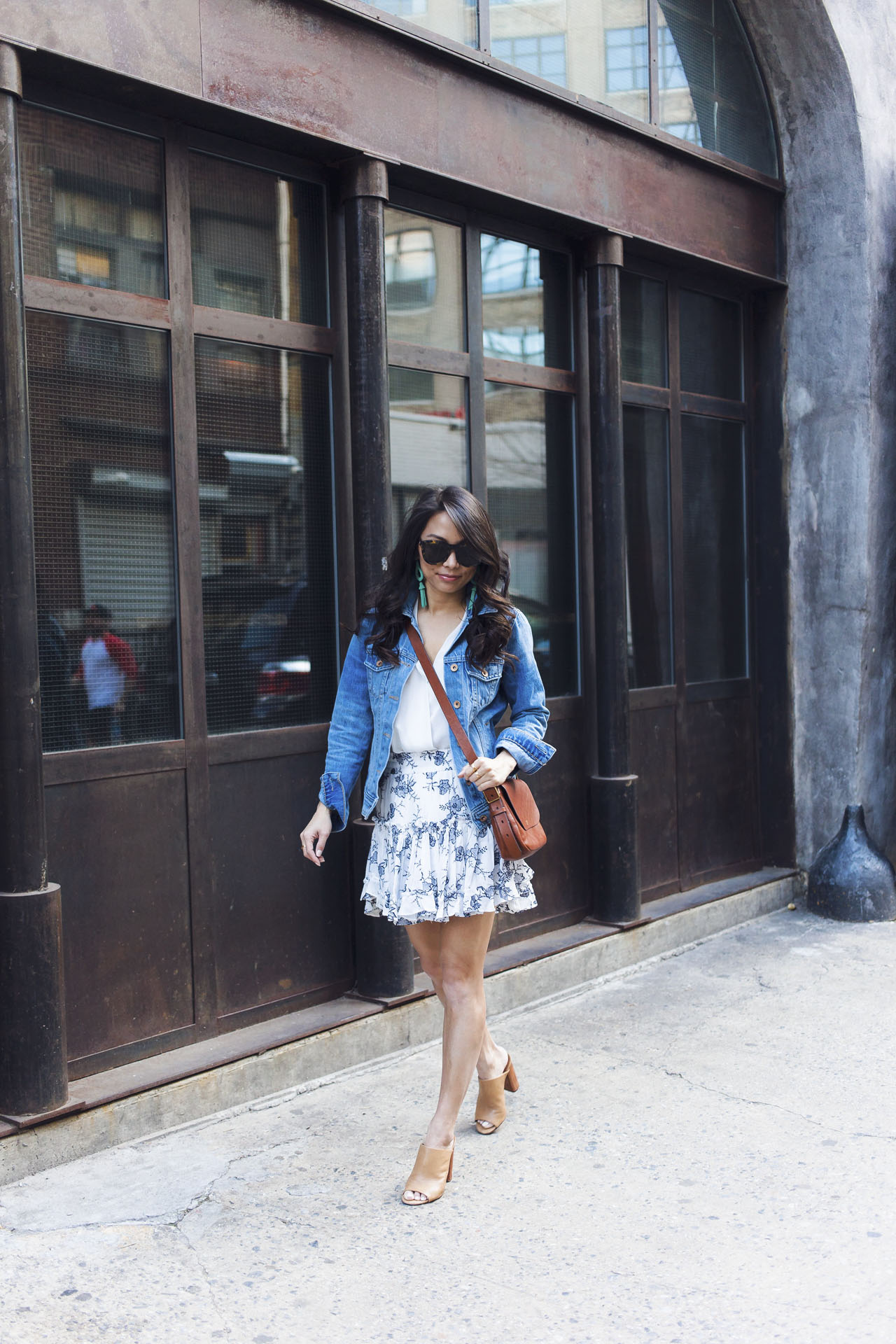 misa los angeles, misa marion skirt, spring style, how to style a denim jacket, petite bloggers