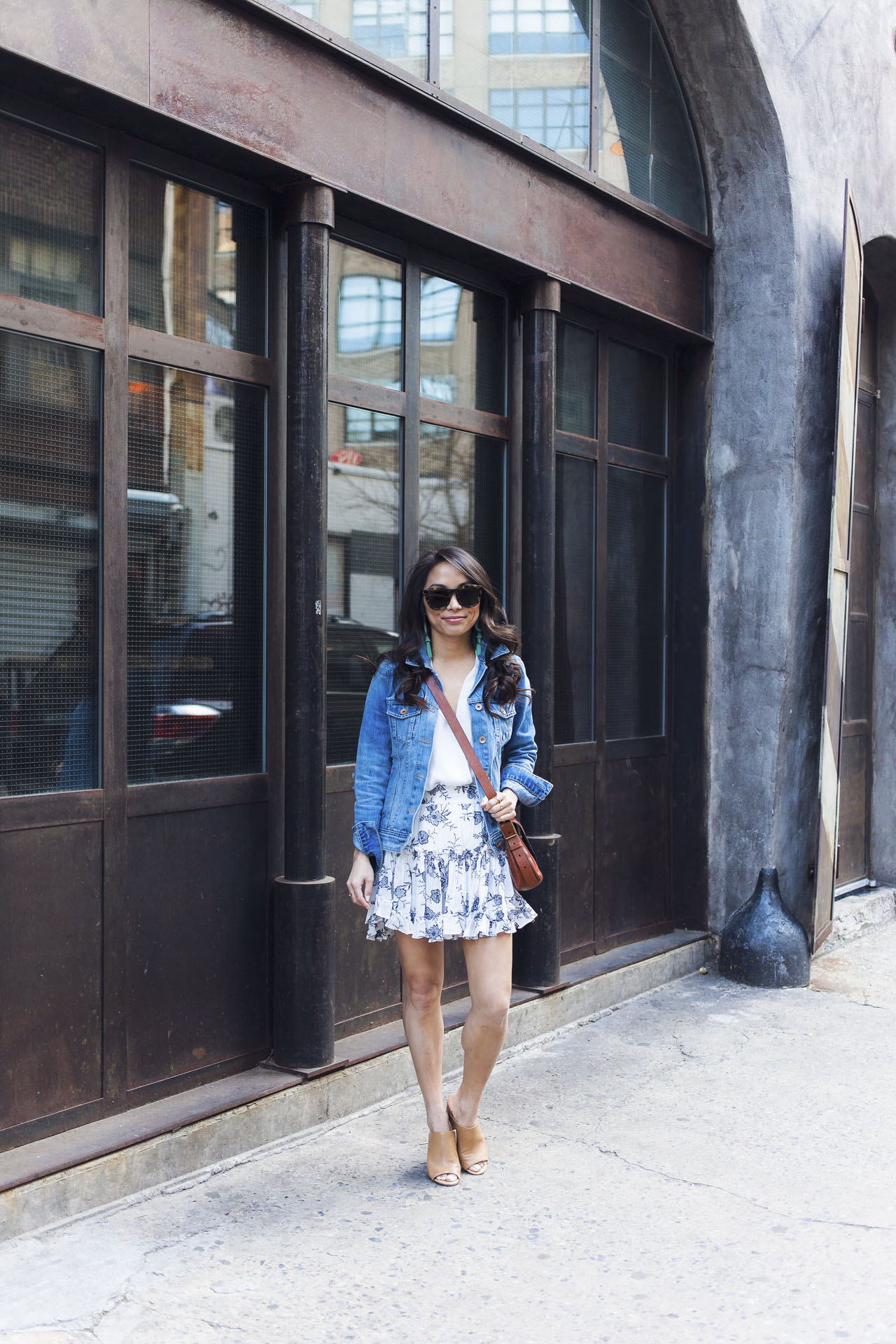 misa los angeles, misa marion skirt, spring style, how to style a denim jacket, petite bloggers