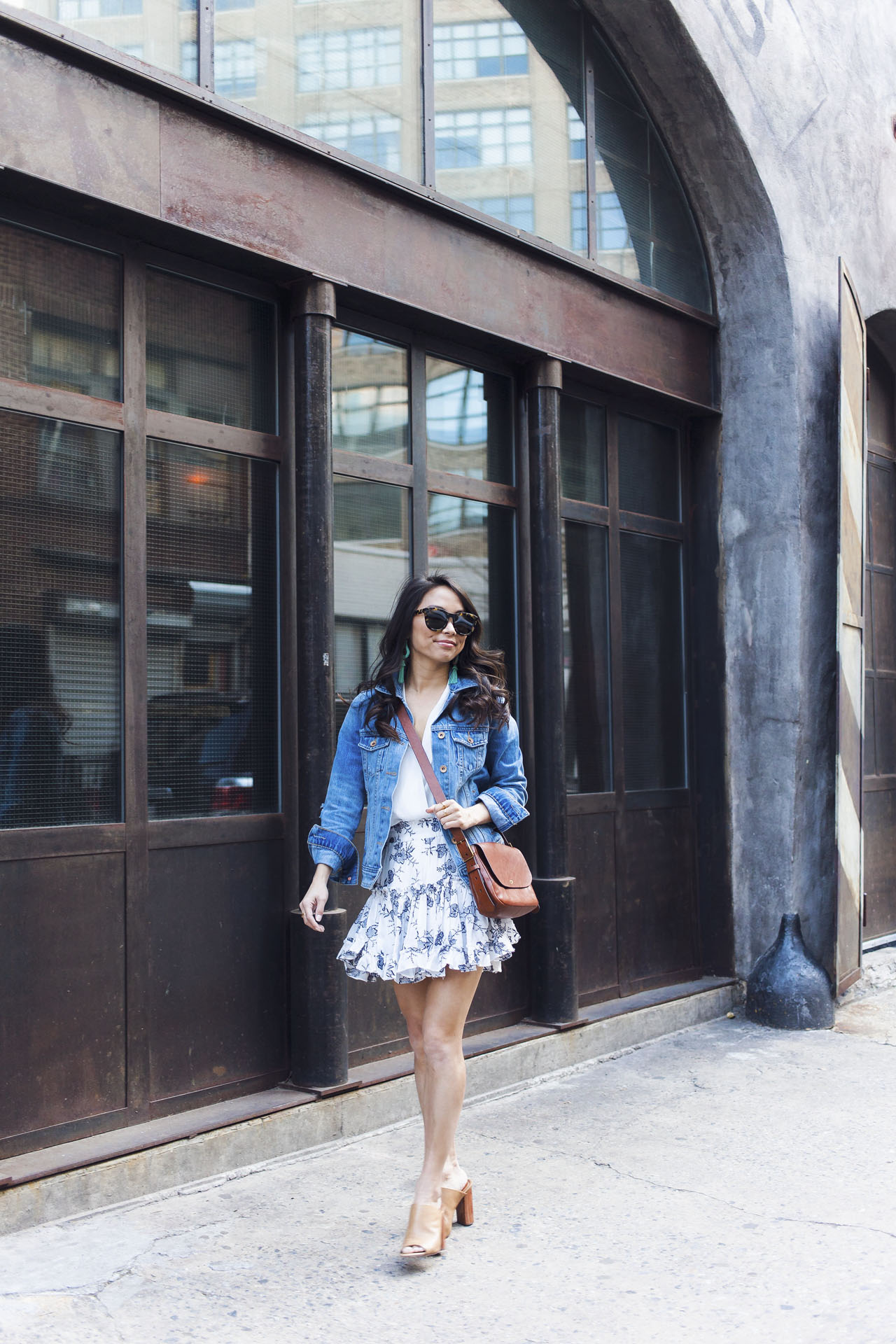 misa los angeles, misa marion skirt, spring style, how to style a denim jacket, petite bloggers