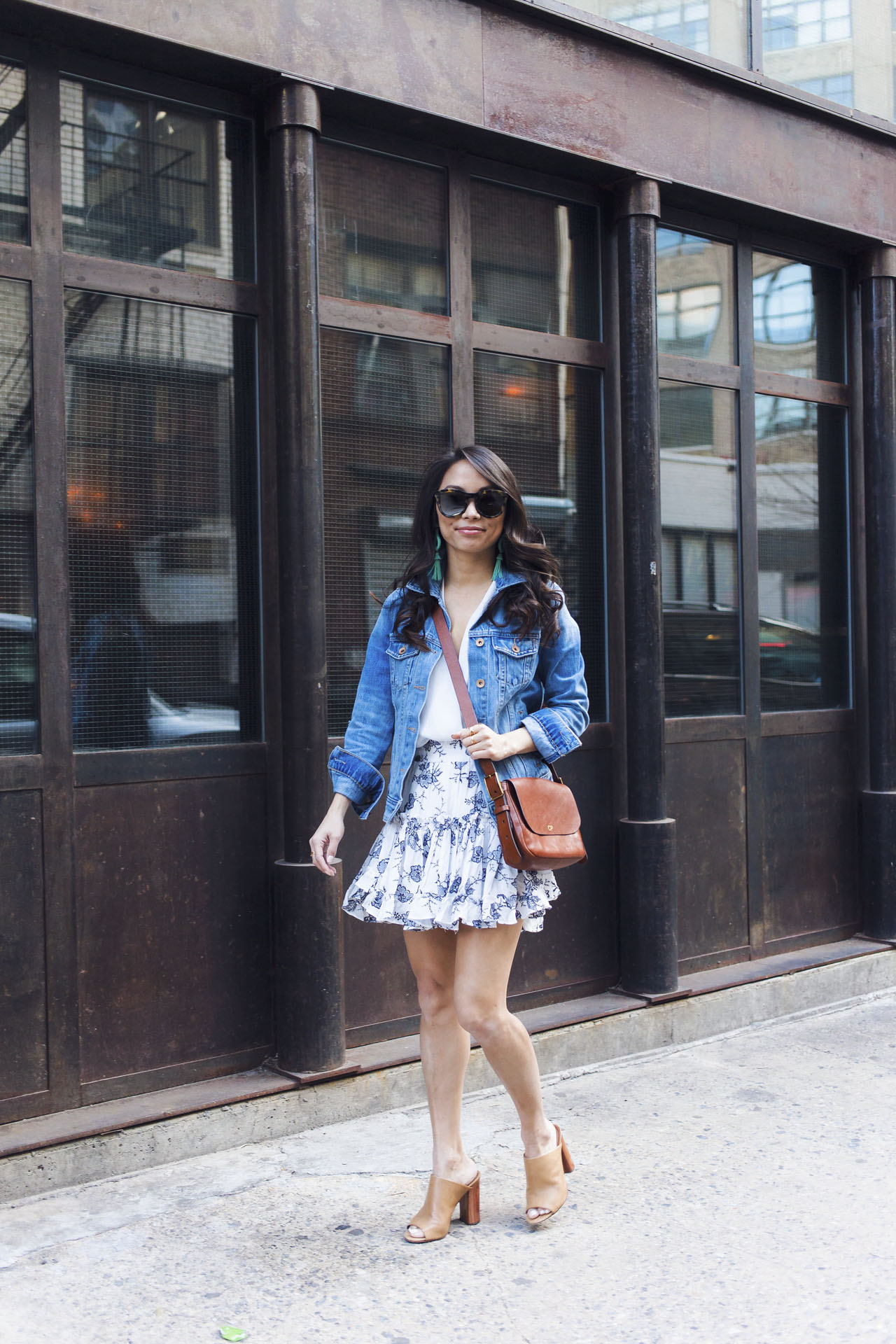 misa los angeles, misa marion skirt, spring style, how to style a denim jacket, petite bloggers