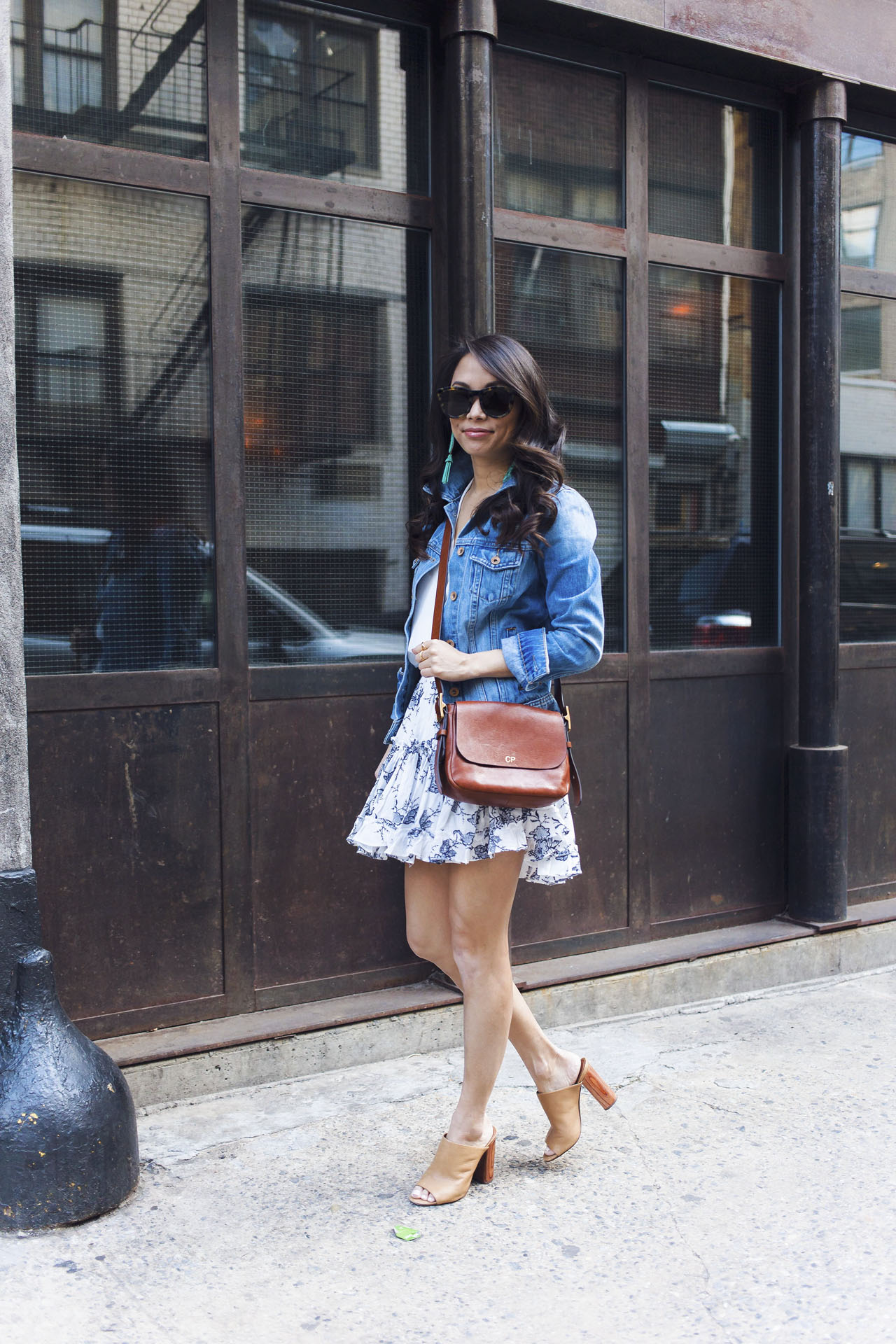 misa los angeles, misa marion skirt, spring style, how to style a denim jacket, petite bloggers