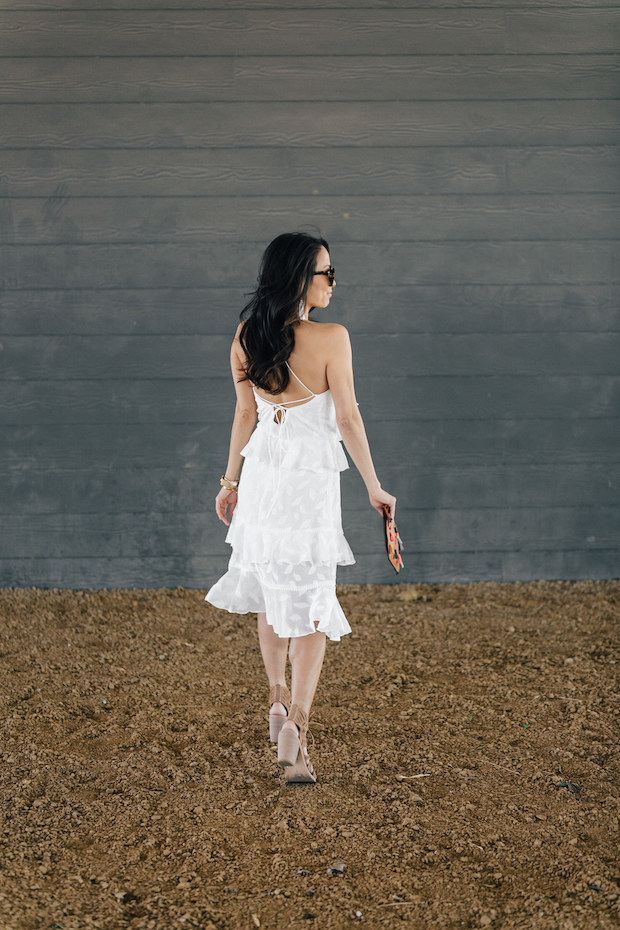 white dress, under $100, dresses for petites, fossil clutch