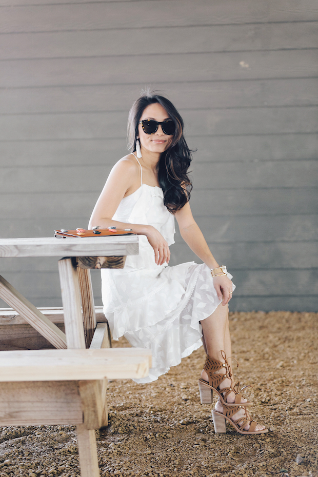 white dress, under $100, dresses for petites, fossil clutch