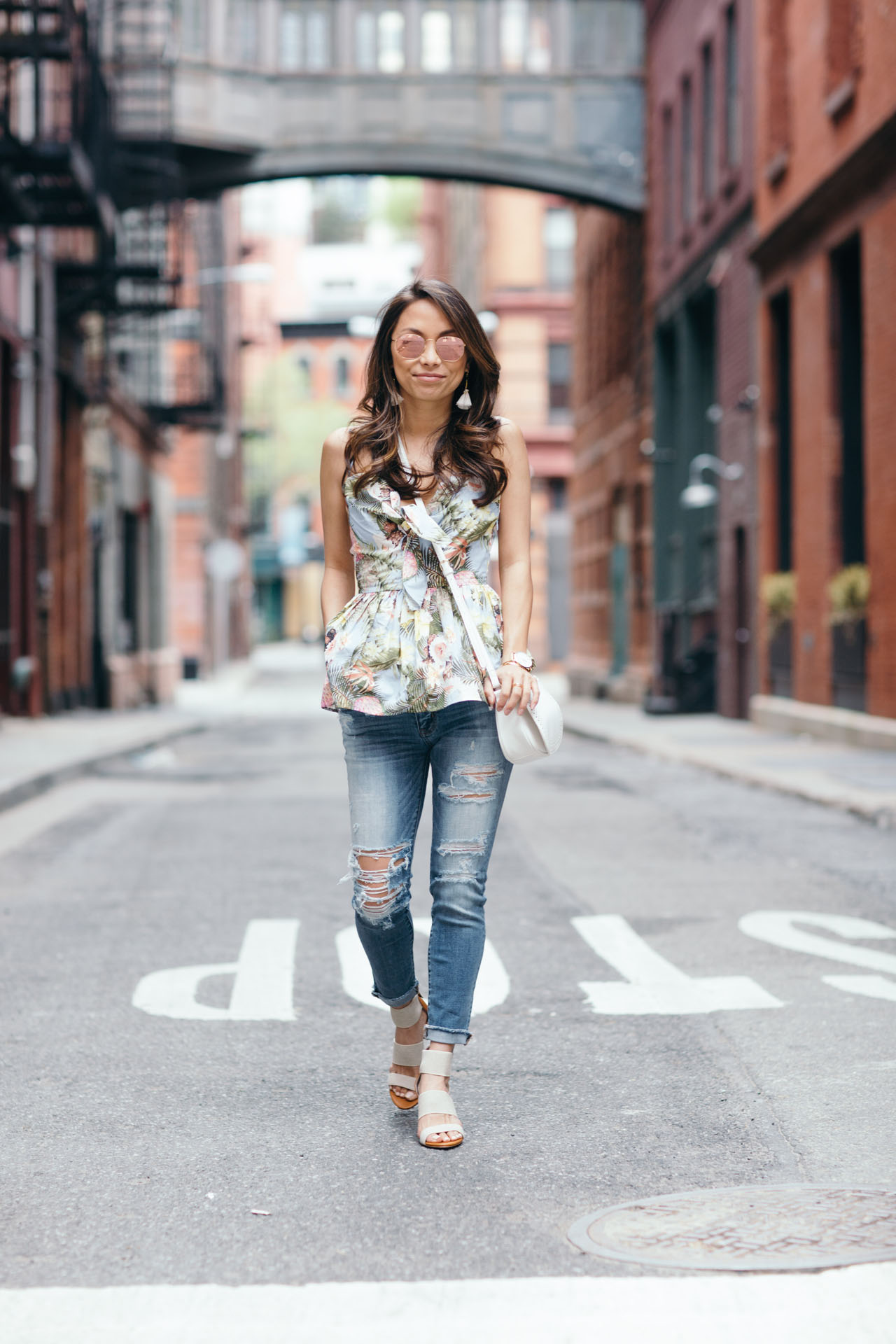 matt bernson heels, h&m top, ray ban sunglasses