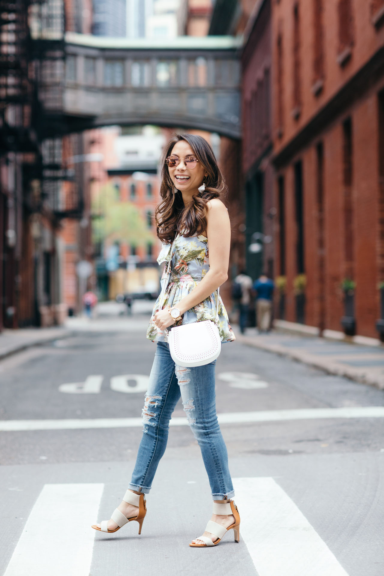 matt bernson heels, h&m top, ray ban sunglasses